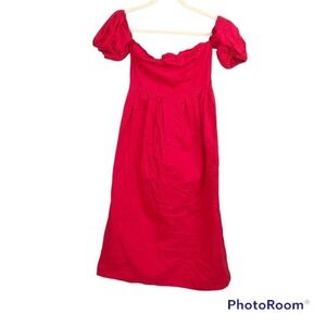 Nasty Gal solid red off shoulder midi dress size 6 NWOT